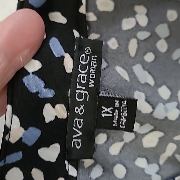 Ava & Grace Black Button Down Abstract Polka-dot Shirt Style Dress size 1X - Picture 3 of 7